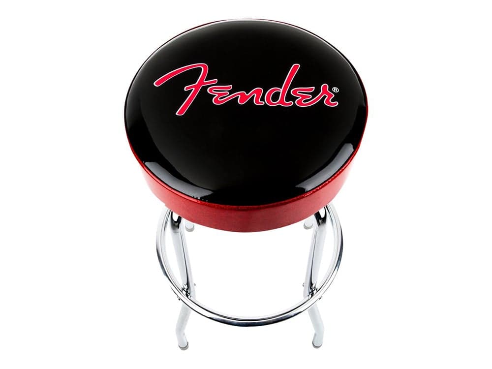 Fender Red Sparkle Tabouret de bar rond rouge, noir brillant