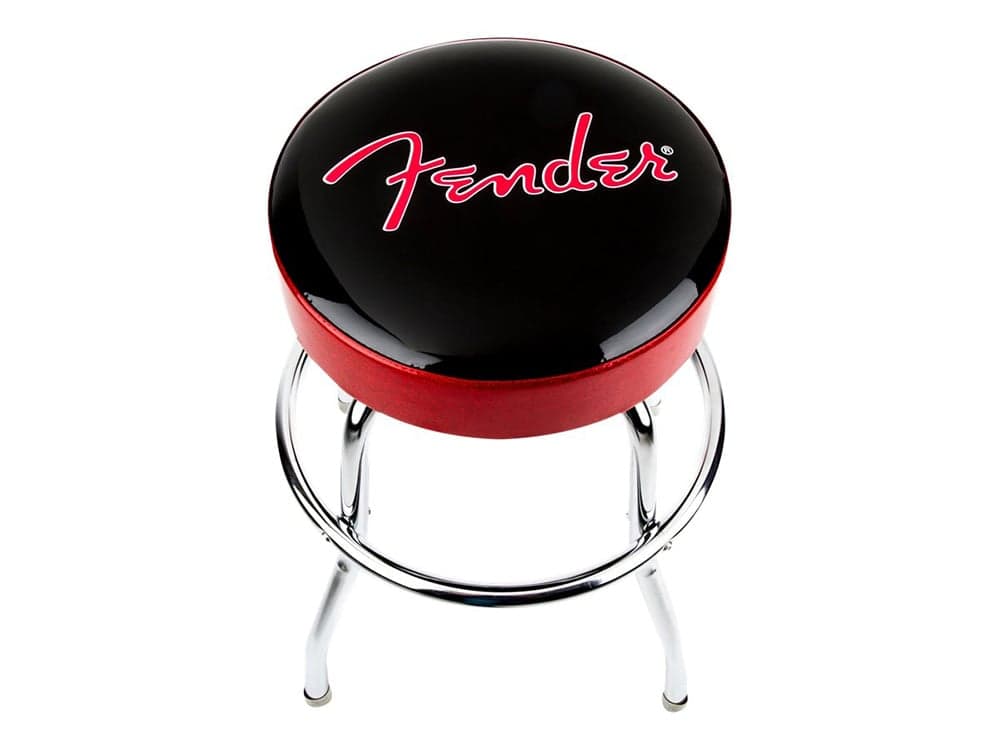 Fender Red Sparkle Tabouret de bar rond rouge, noir brillant