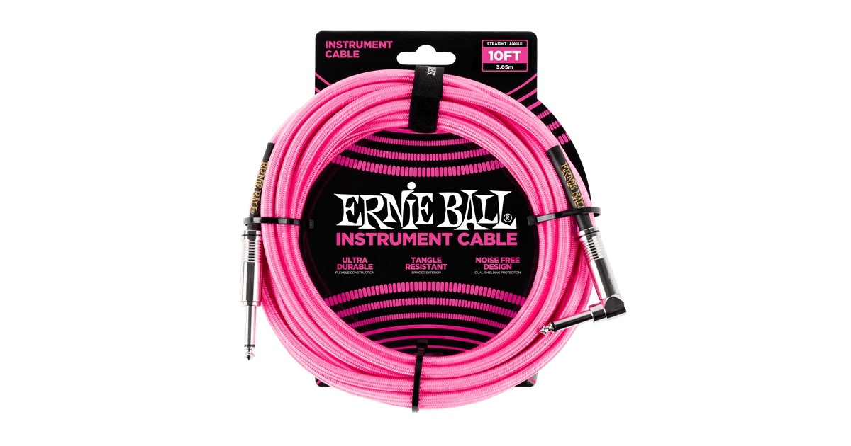 Ernie Ball EEB 6078 gaine tissée mètres, rose fluo