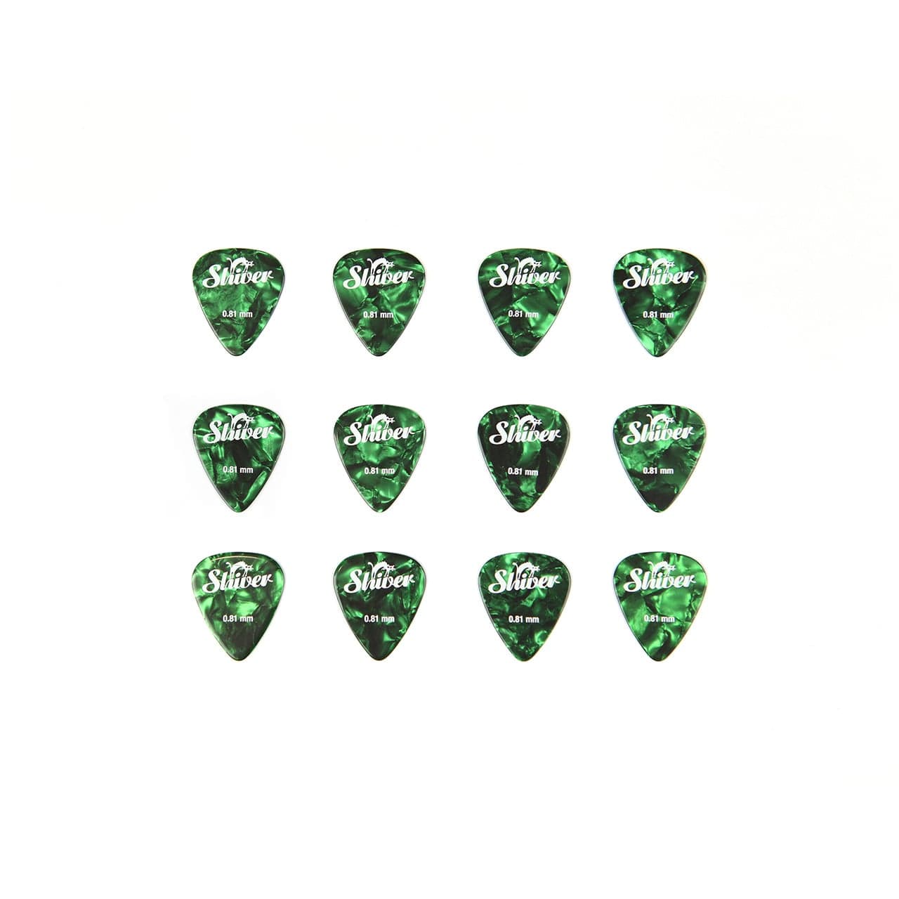 Shiver 12 médiators celluloïd Vert