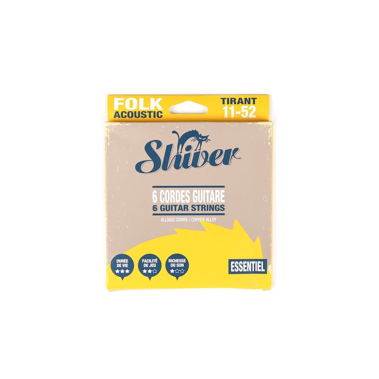 Shiver 6 cordes de guitare folk Essentiel Tirant 11-52