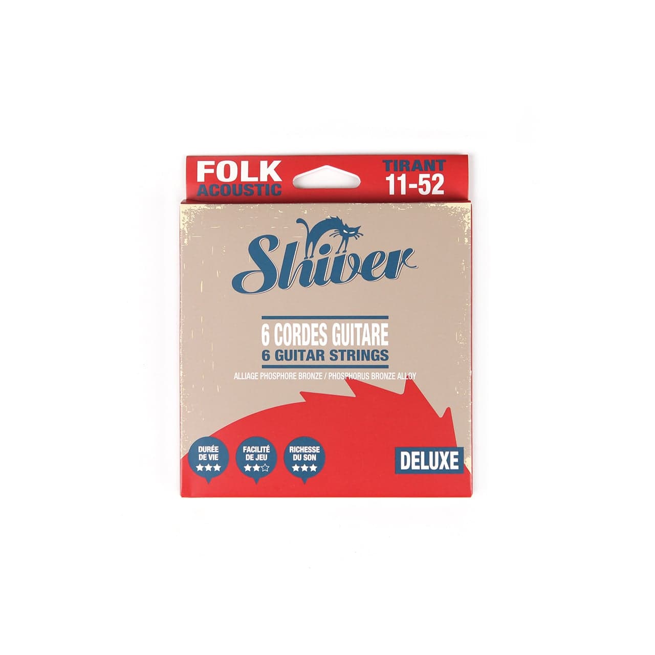 Shiver 6 cordes de guitare folk Deluxe Tirant 11-52