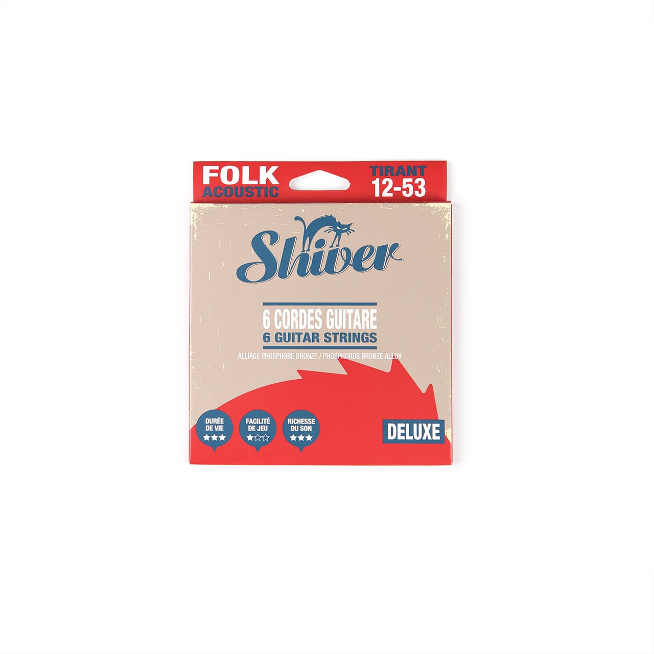Shiver 6 cordes de guitare folk Deluxe Tirant 12-53