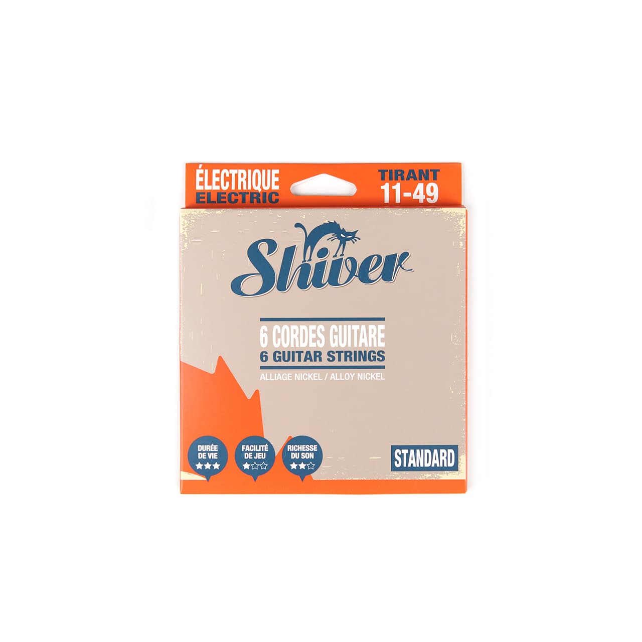 Shiver 6 cordes de guitare électrique Standard Tirant 11-49
