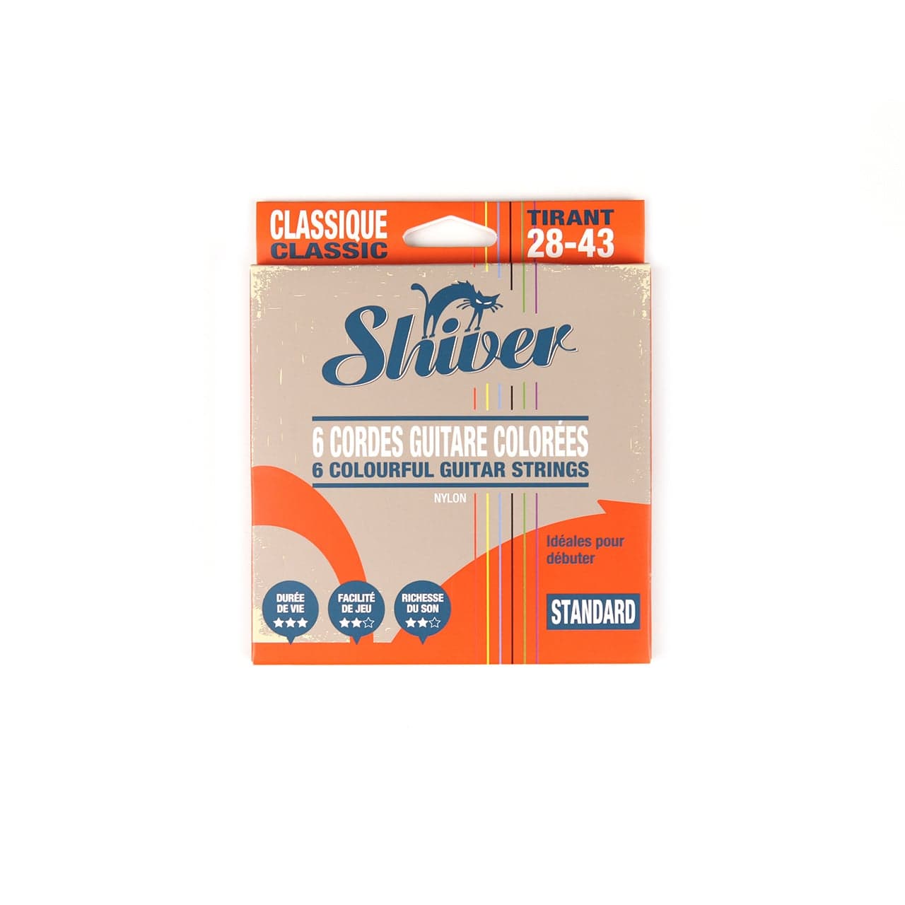 Shiver 6 cordes de guitare classique colorées Tirant 28-43