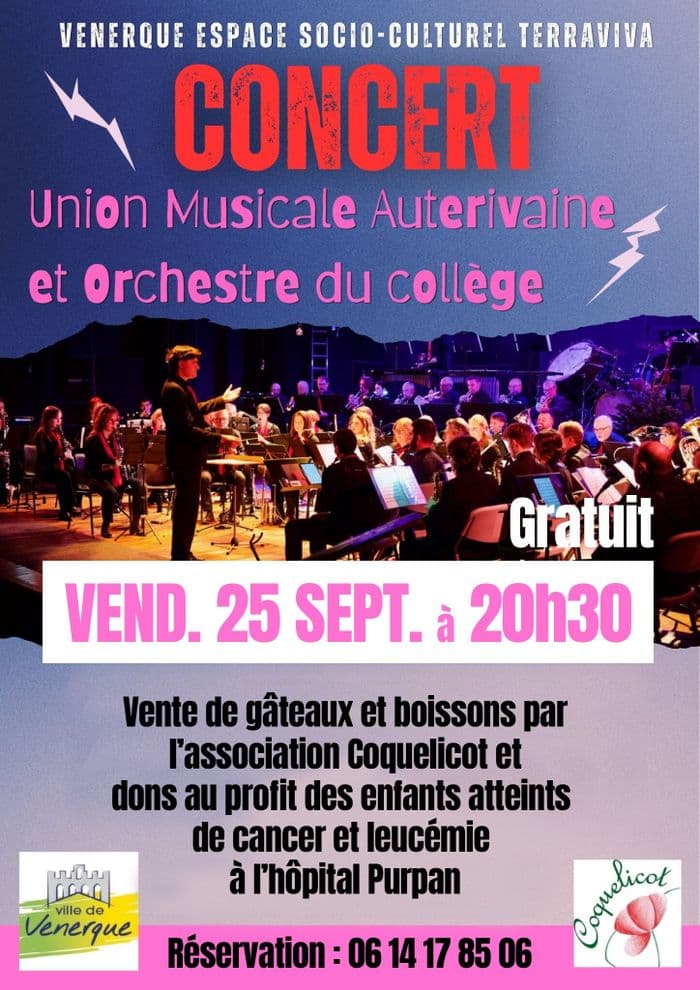 Affiche, Concert UMA et Orchestre du Collège (Ass Coquelicot)