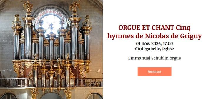 Affiche, ORGUE ET CHANT Cinq hymnes de Nicolas de Grigny