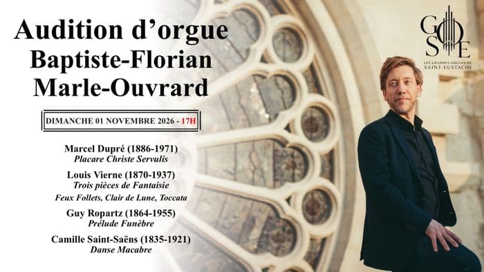 Affiche, Audition d'orgue de Baptiste-Florian Marle-Ouvrard