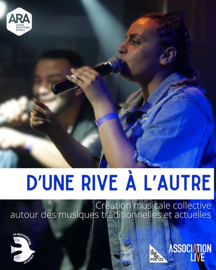 Affiche, D'une rive à l'autre : création musicale et collective