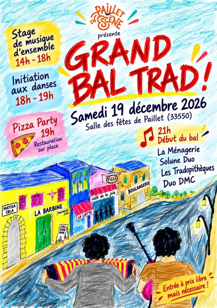 Affiche, Grand bal trad à Paillet