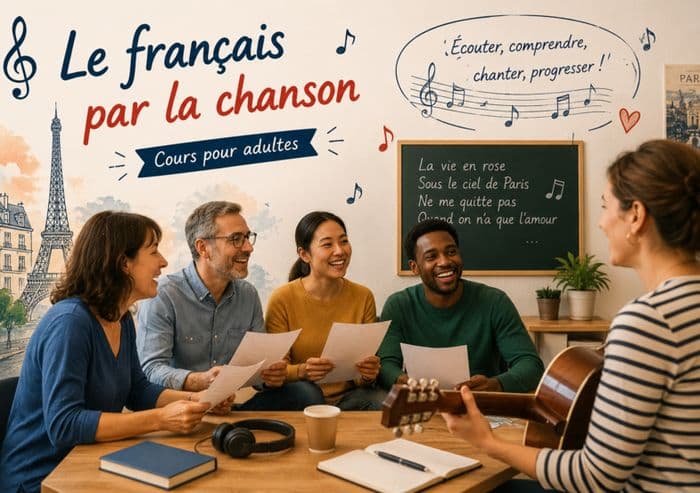 Affiche, Français Langue Étrangère (FLE) - Le français par la chanson - NOUVEAU!