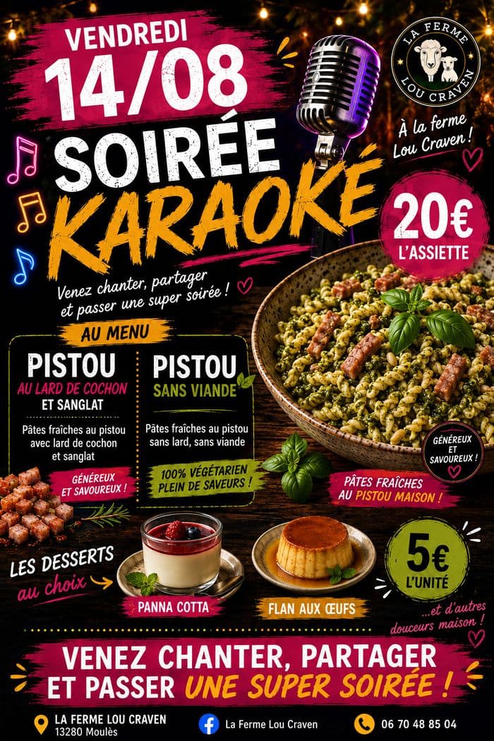 Affiche, Soirée karaoké & soupe au pistou