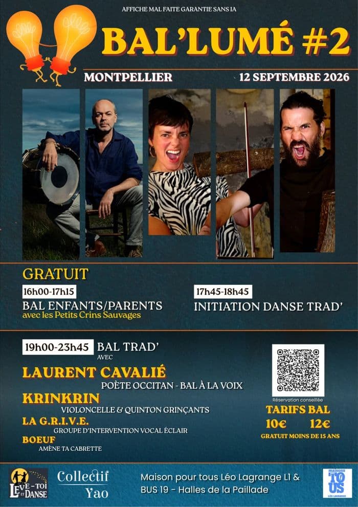 Affiche, Bal'lumé de rentrée - Krinkrin & Laurent Cavalié
