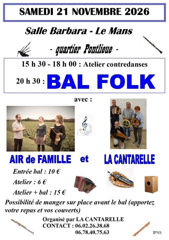 Affiche, Bal folk et atelier contredanses