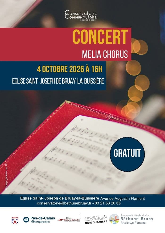 Affiche, Concert annuel de Melia Chorus, à Bruay la Buissière
