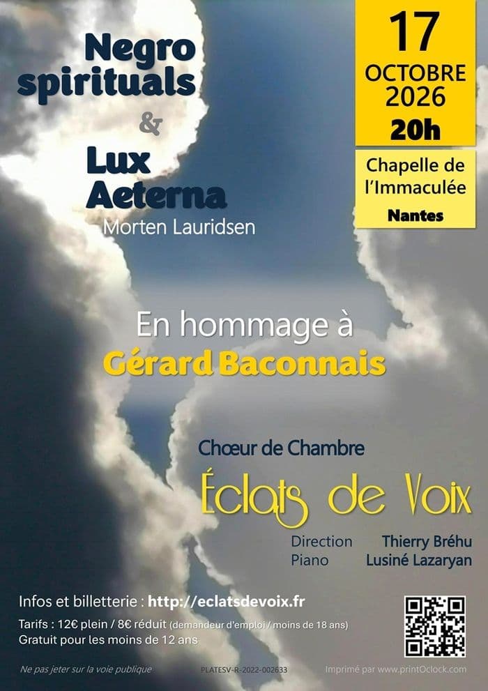 Affiche, Concert chœur Eclats de voix – Hommage à Gérard Baconnais
