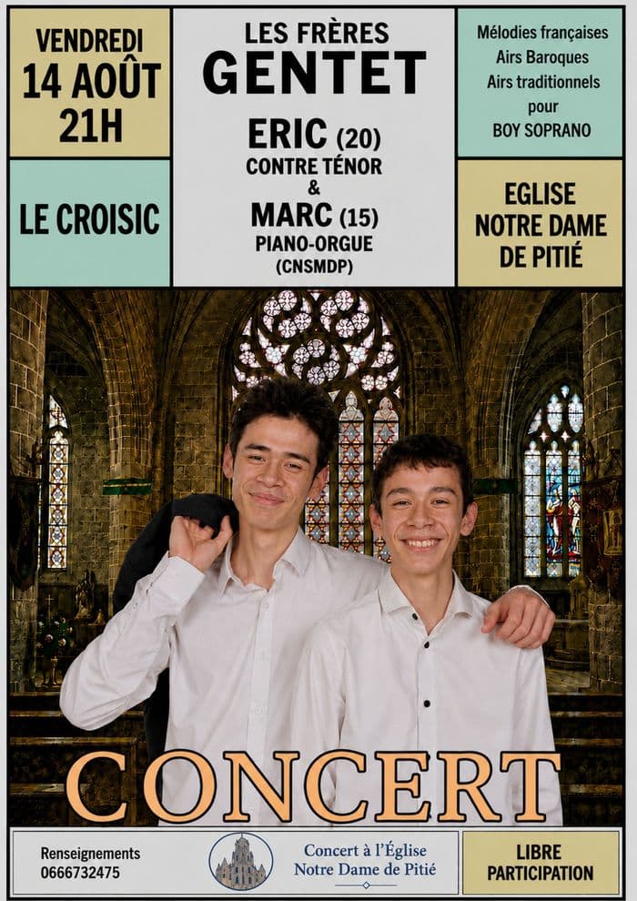 Affiche, Concert à l'Église - Les frères Gentet