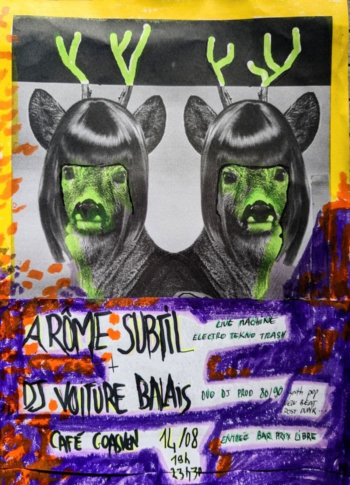 Affiche, Arôme Subtil // DJ Voiture Balais // 19h à 23h30