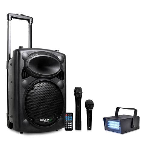Ibiza Sound Active DJ 500W USB/MP3 PORT10VHF-BT + Mini strobe Lytor SONO DJ PA FETE SOIREE