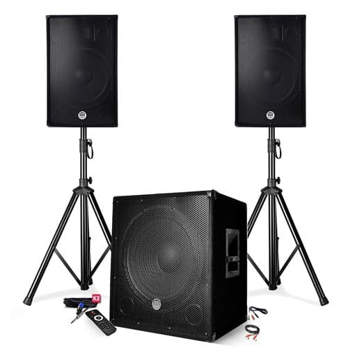 BM Sonic Pack sonorisation BMS-1515 Enceintes DJ 15" + Caisson 15" + Pieds USB/BLUETOOTH