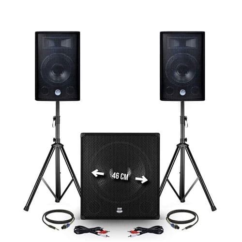 BM Sonic Pack sono Reconditionné / occasion 2400W USB/SD/BT 2 Enceintes 12" + Caisson 18" + Pieds