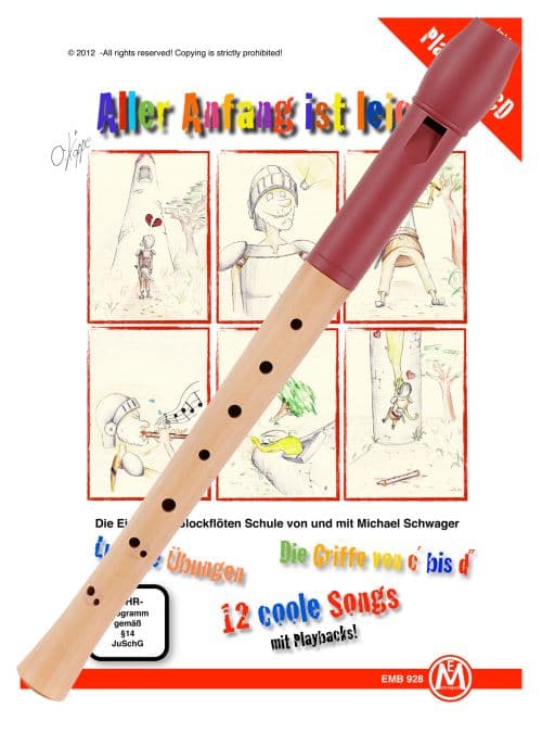 Classic Cantabile Pivella Set Flûte à bec Soprano rouge, doigté baroque avec SET école de flûte
