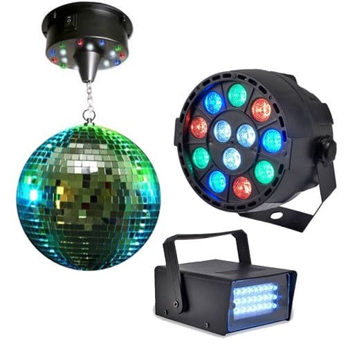 Lytor LIGHT Boule à facettes 20cm + Mini strobe + PAR-MINI-RGBW