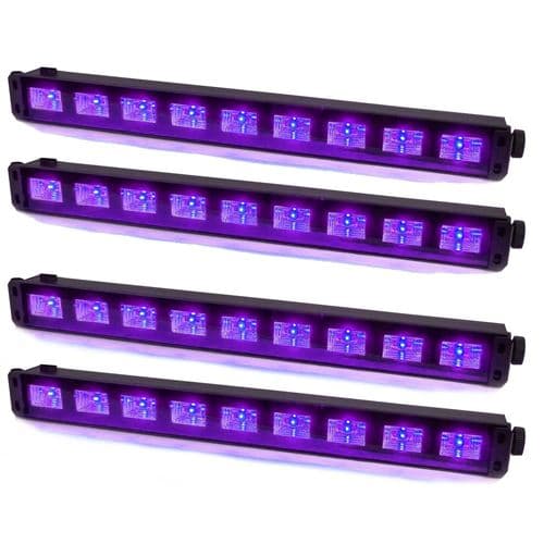 Ibiza Light Barres à LED UV 9x1W se reflète sur tissus blanc