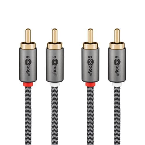 Goobay rca mâles gold nylon tressé 1 mètre