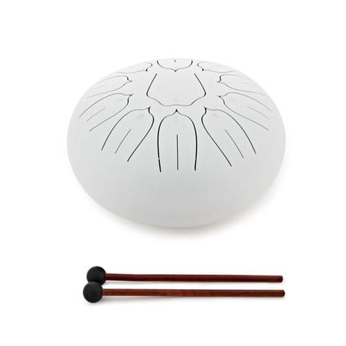 Gear4Music Life Tongue Drum en Acier 10 pouces 11 notes, Ré Majeur, Blanc
