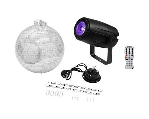 Eurolite boule à facettes avec moteur, avec éclairage LED 30 cm