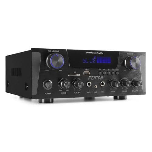 Fenton AV430B Amplificateur audio HiFi 600 Watts Noir, Streaming Bluetooth, radio FM, fonction MP3