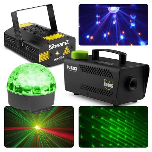 BEAMZ Complet Disco Lumière et Laser (avec Jelly Ball, Laser et Machine à Fumée)