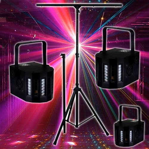 Lytor Sono DJ LIGHT Jeux de lumière 3 EFFETS DERBY Noir 4 LEDs RGBW + Portique