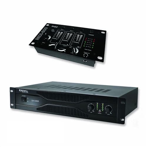 Ibiza Sound sonorisation amplificateur 700W SA1000 + Table de mixage 3 voies 5 entrées MIX800