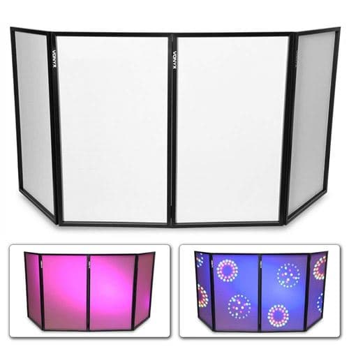Vonyx DB2 Écran DJ lycra Blanc, écran DJ Dépliable et Facile à Installer, 280 x 120 cm, Dissimule l'Équipement