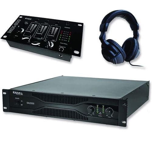 Ibiza Sound sonorisation amplificateur 2000W SA2000 + Table de mixage 3 voies 5 entrées +