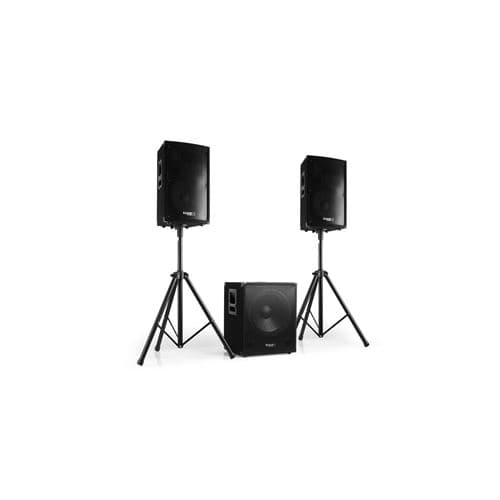 Ibiza Sound Système sonorisation complet 2 enceintes 12" + Caisson 15" + Câbles CUBE1512-SE-2