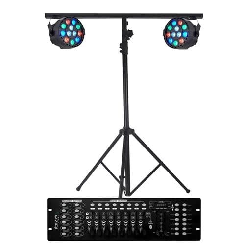 Ibiza Light Projecteurs A LED Pack Light 2 PAR Mini RGBW Contrôleur DMX+ Portique