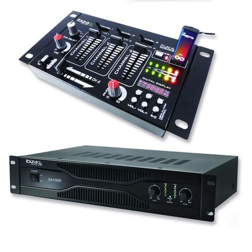 Ibiza Sound sonorisation amplificateur 700W SA1000 + Table de mixage 4 voies 7