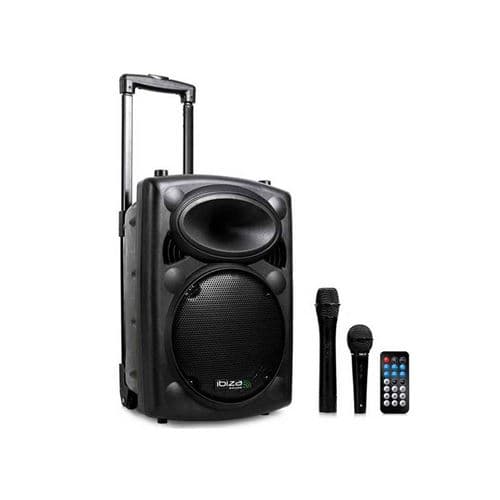 Ibiza Sound Système de sonorisation portable 10 500W USB/BT/REC/VOX + 1 Micro VHF + Micro filaire
