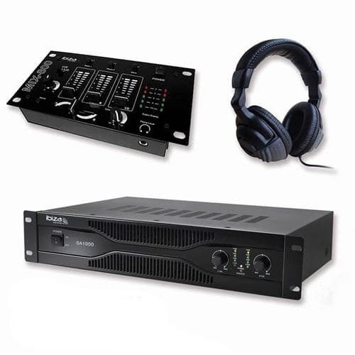 Ibiza Sound sonorisation amplificateur 500W SA500 + Table de mixage 3 voies 5 entrées +