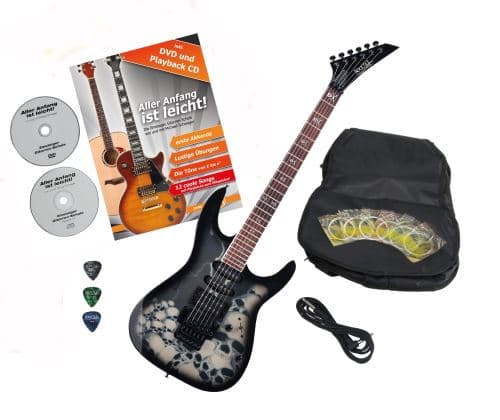 Rocktile Pro JK150F-BSK Guitare électrique Skull avec