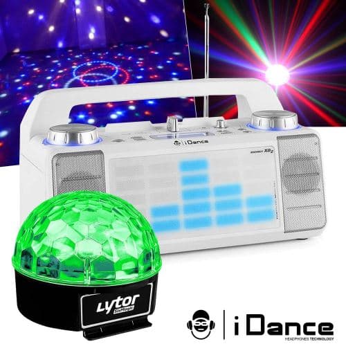 iDance xd2 50w à leds bleu aux/fm/usb/fader/mixer/bt + boule sixmagic