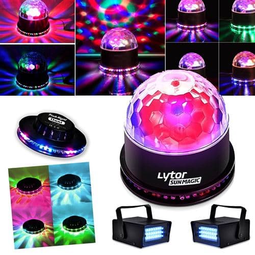 Lytor Soirée FIESTA SUNMAGIC + 2 LED STROBE BLANC + effet OVNI RVB