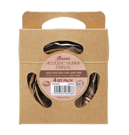 Ibanez PIACSP6c Pack de 4 Phosphor Bronze Wound Light 12-53 Autres jeux de