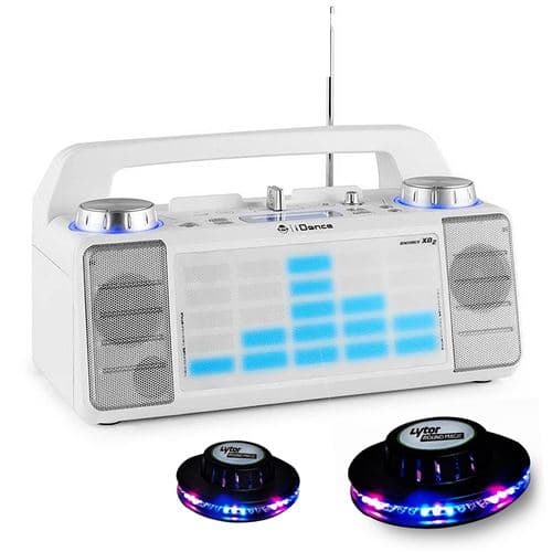 iDance XD2 50W à LEDs bleu AUX/FM/USB/FADER/MIXER/BT + 2 Effets OVNI