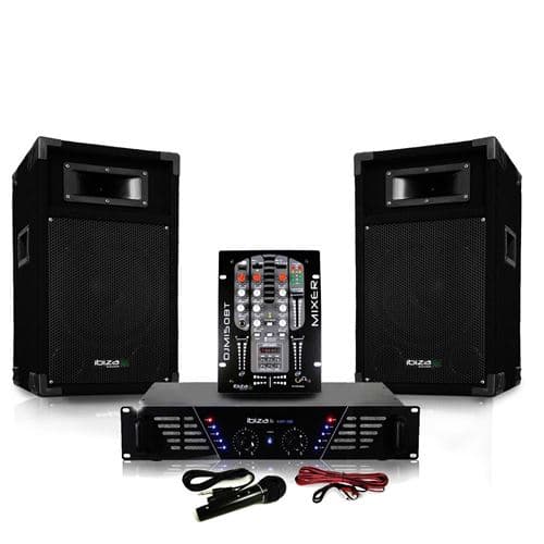 Ibiza Sound Sono DJM300-BT ampli + HP 500W Table de mix avec