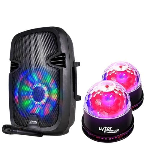 Party Light & Sound mobile sur batterie PARTY7 300W Usb Bluetooth + FM + Micro + Double Astro Sunmagic LED RVB