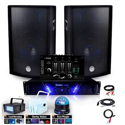 Ibiza Sound Sono Ampli 480W + HP BMS-12 de 2x600W mix + PACK DERBY